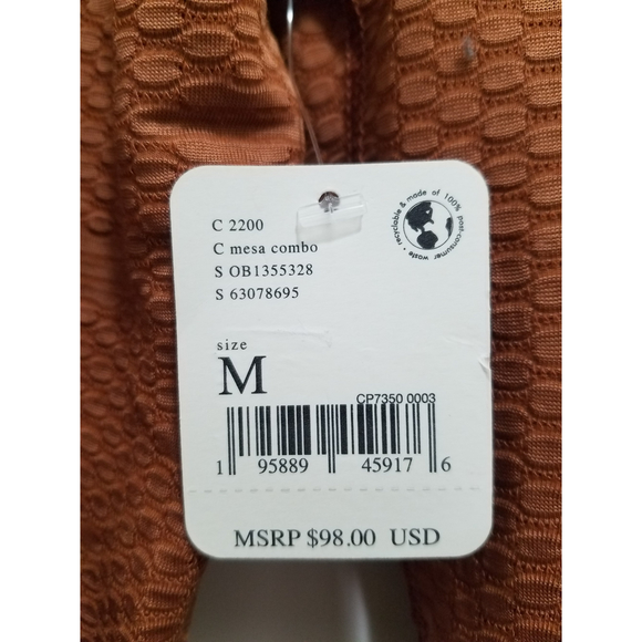 Free People NWT Rusty Orange Sz M Splice Front Wide Cuff Long Sleeve Top - Picture 11 of 12